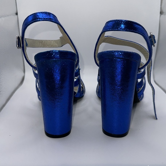 Michael Antonio Blue Metallic Block Heels 6 - Picture 2 of 14